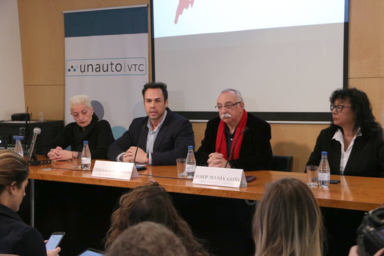 The presidents of Unauto VTC in Spain and Catalonia Eduardo Martin and Josep Maria Goñi at a press conference in Barcelona on  January 24 2019 (by Andrea Zamorano)